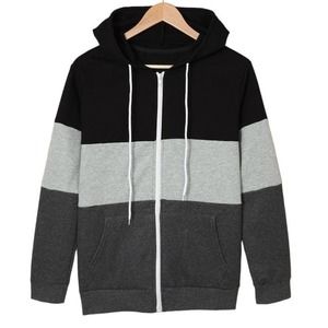 BLACK GRAY MULTI COLOR BLOCK FULL ZIP DRAWSTRING HOODIE SIZE 2XL 18-20